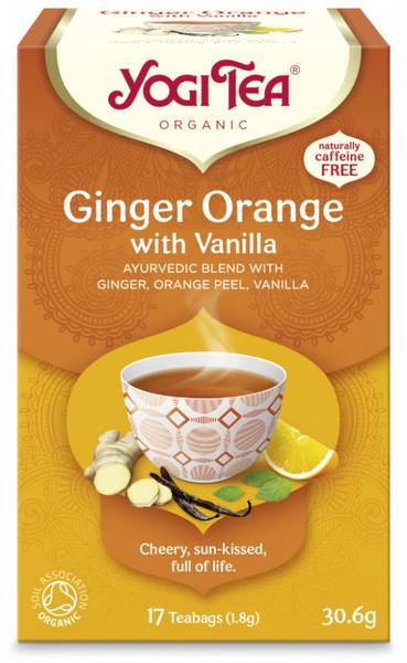 Yogi Tea Ginger Orange with Vanilla te, 17 poser, kologisk.