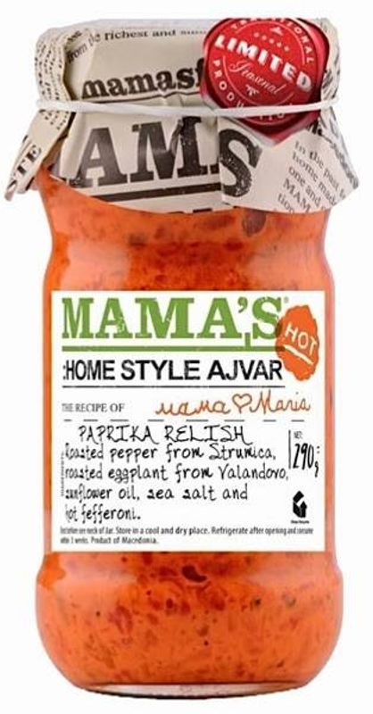 Ajvar Mild Rød Hjemmelagt Mama's 290g.