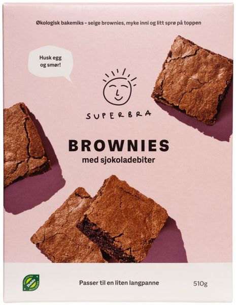 Brownies m/Sjokoladebiter Økologisk Superbra 510g.
