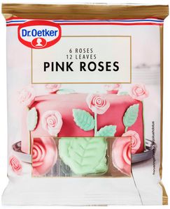 Hovedbilde Dr.Oetker Sukkerroser Rosa m/Blad 50g.