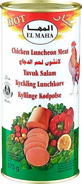El Maha Kylling Kjøttpølse Sterk/Halal 575g./ Halal