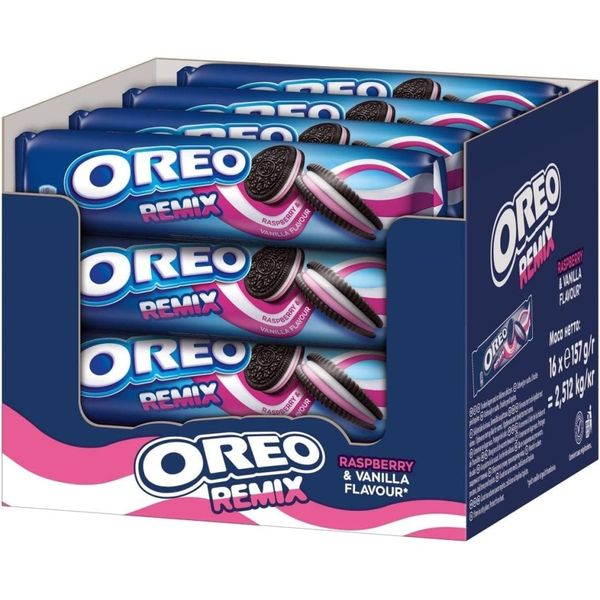 Oreo Remix Raspberry&Vanilla 157g*16st./Hele Kartong
