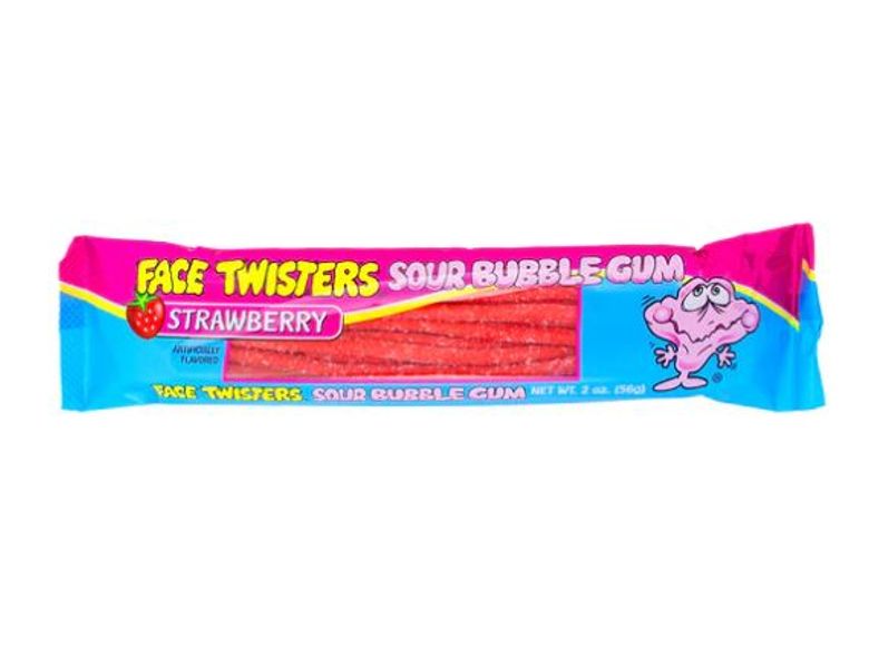 Sour Face Twisters Straws Strawberry Gum 57g. Mexico