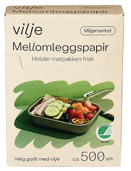 Mellomleggspapir Vilje 500st.