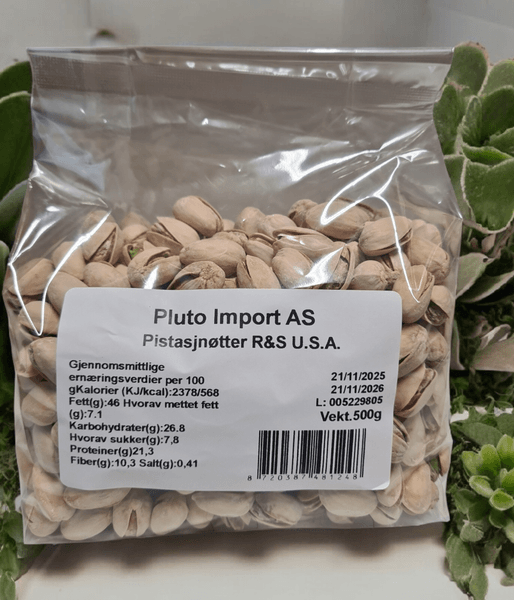 Pistasjnøtter Ristet/Saltet Pluto 500g.