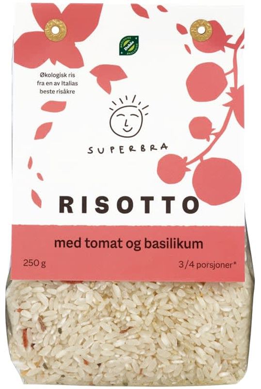 Superbra Risotto Ris m/Tomat& Basilikum Økologisk 250g.