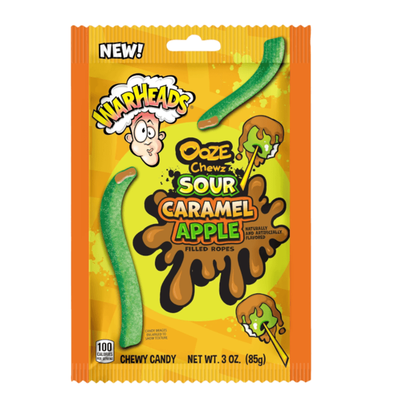 Warheads Ooze Chewz Sour Caramel Apple Peg Bag (85g).