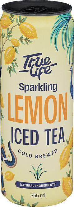Hovedbilde True Life Sprudlende Ice Tea Lemon 355ml.