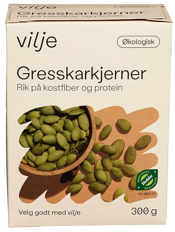 Vilje Gresskarkjerner Økologisk 300g.
