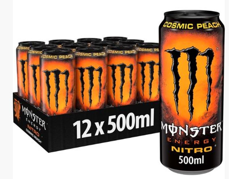 Monster Nitro Cosmic Peach 500ml*12st/ Hele Eske (EU)/ Dato 31.07.26