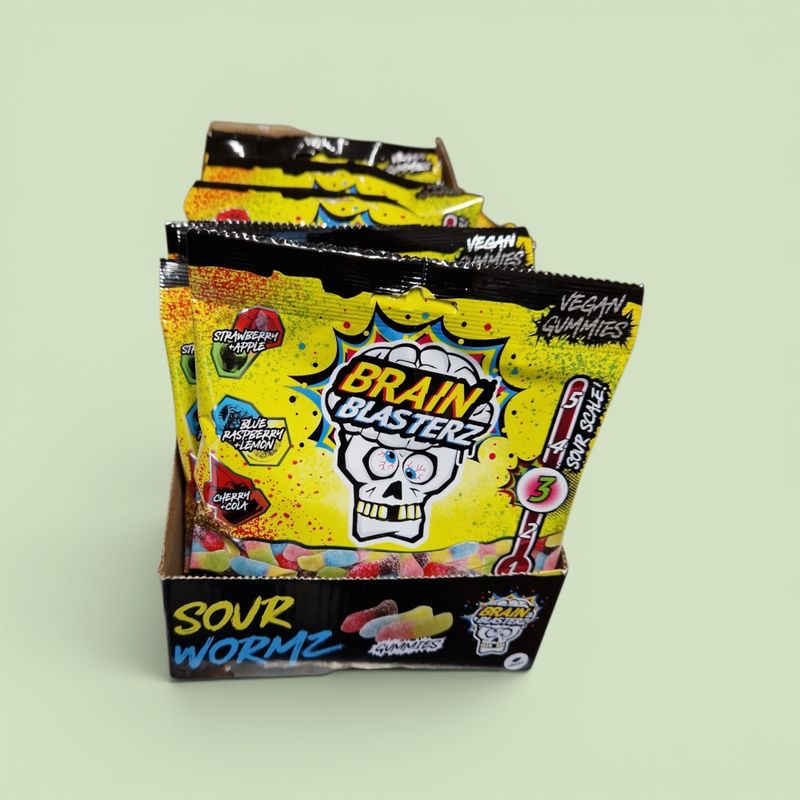 Brain Blasterz Sour Wormz Gummies 100g*16st./Hele Eske