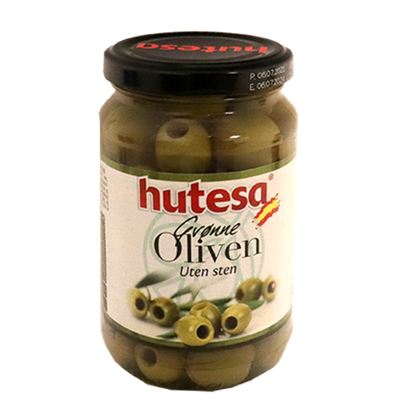 Grønn Oliven Uten Sten Hutesa 350g.