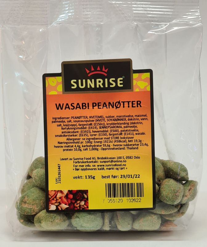 wasabi peanøtter Sunrise 120g.