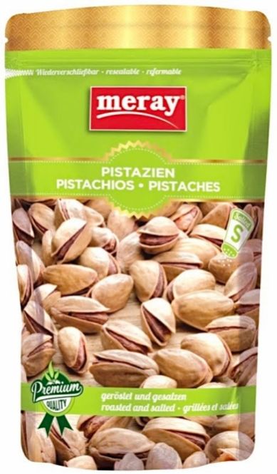 Hovedbilde MERAY PISTASJNØTTER RISTET & SALTET 150g.