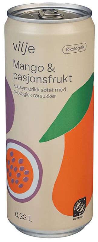 Vilje Mango&Pasjonfrukt Drink 330ml. Økologisk