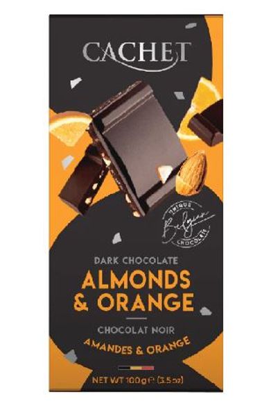 Cachet Dark Chocolate Almond&Orange 100g.
