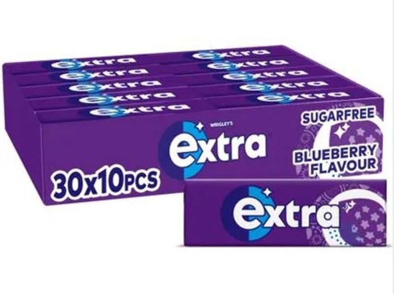 Extra Tyggegummi Blueberry 14g*30st. Hele Eske/Dato